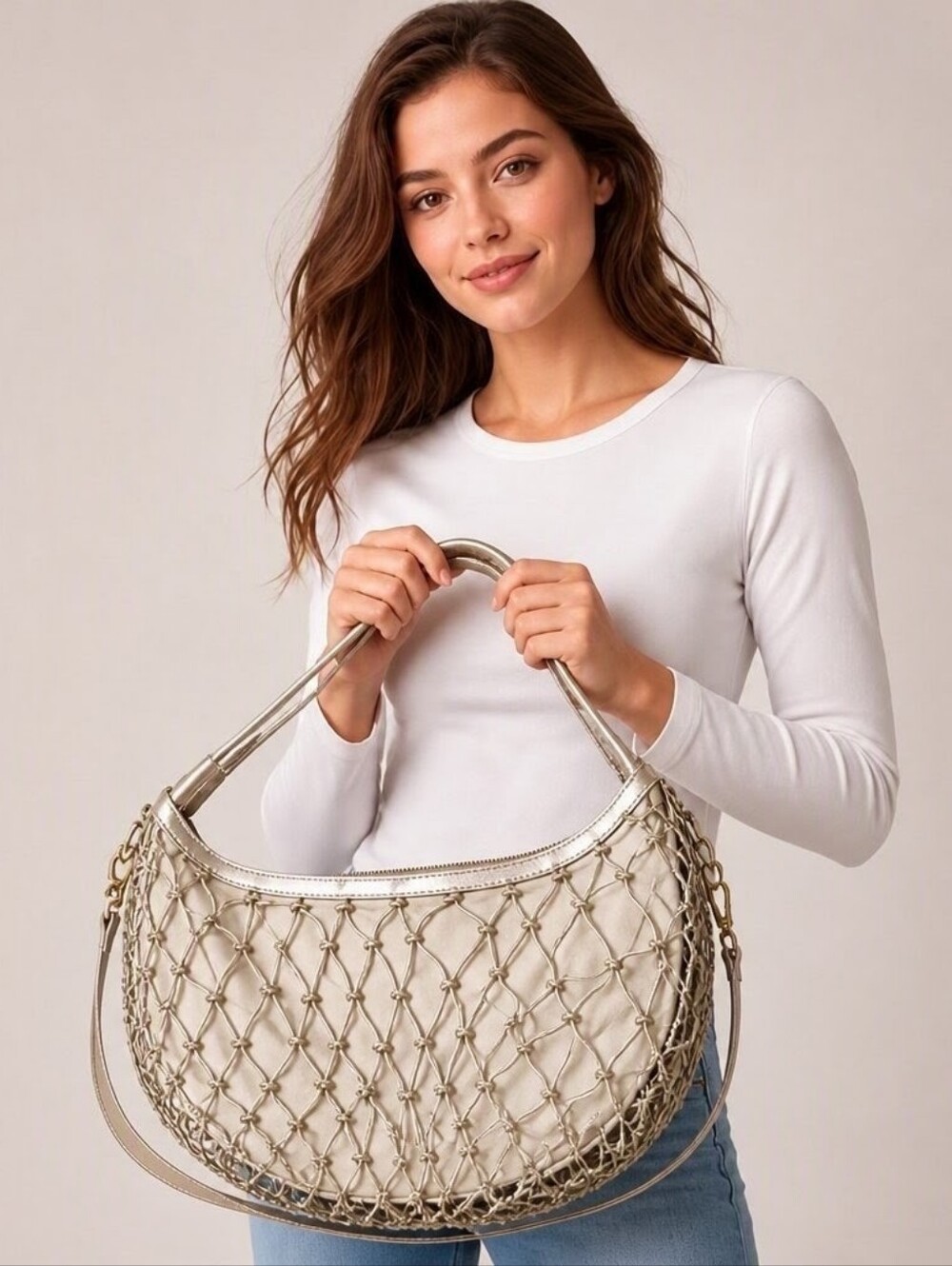 HOBO Kira Hobo Bag in Muted Gold
